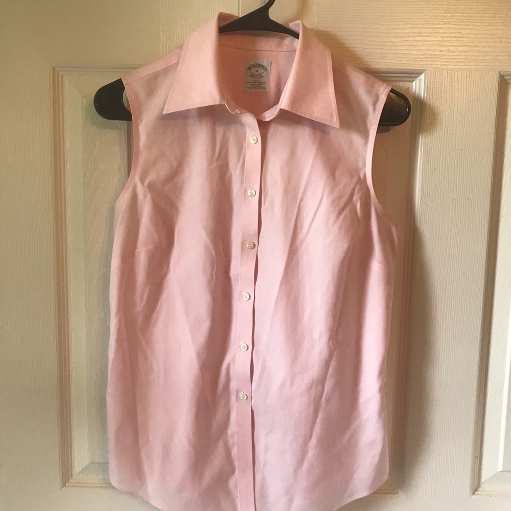 Brooks Brothers Pink Sleeveless Button Down